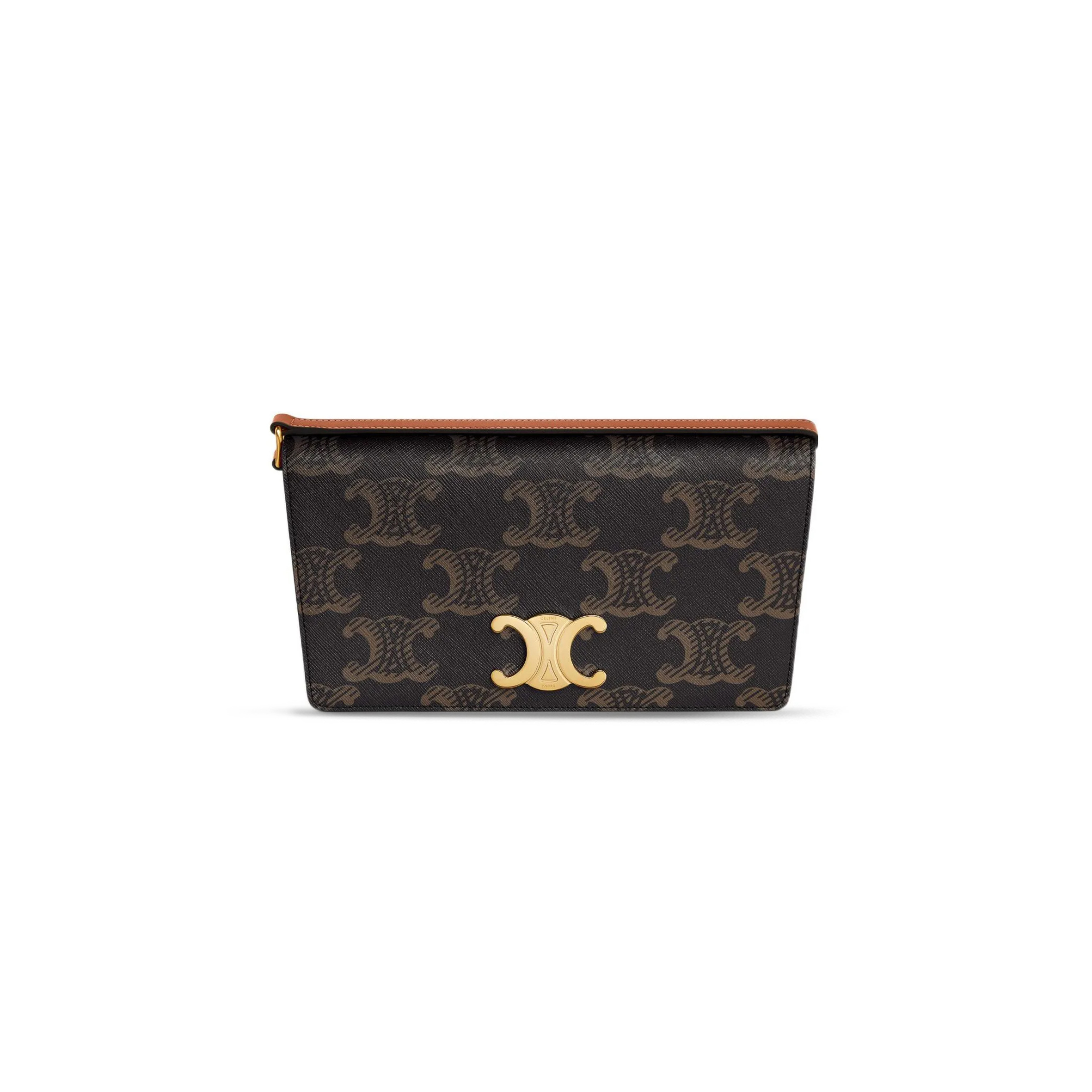 CELINE SHOULDER BAG IN TRAPEZE TRIOMPHE METAL SNAP CALFSKIN 199282EPP.04LU (26.2*14.5*2cm)
